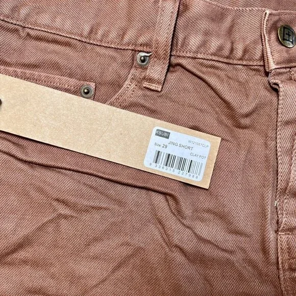 KSUBI Jing Cut Off Shorts Brown Low Rise Raw Hem Baggy Fit side slit NWT - Picture 6 of 13